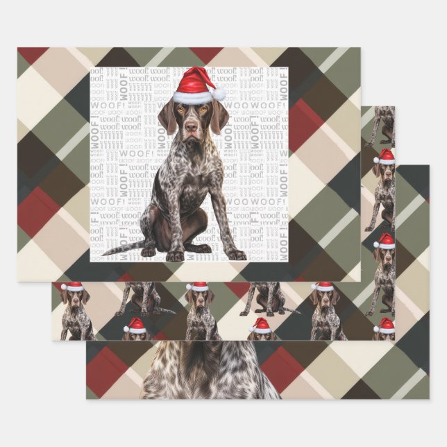 Hoja De Papel De Regalo German Shorthair Pointer Christmas Dog Plaid (Set)