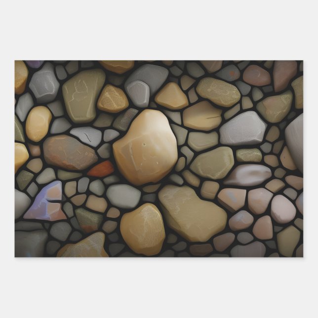 Hoja De Papel De Regalo Geschenkpapier - Steine (Anverso)