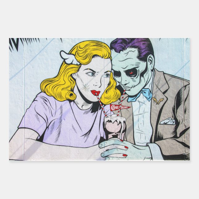 Hoja De Papel De Regalo gesto de amor zombi (Anverso)