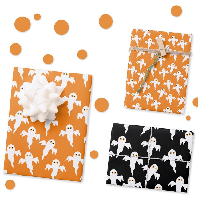 Hoja De Papel De Regalo Ghost Halloween (Fun ghost gift wrapping paper sheets, perfect for Halloween)