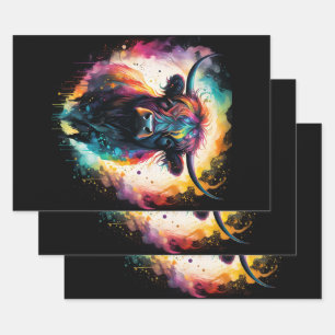 Hoja De Papel De Regalo Ghostly Grace: Vaca Highland espectral Holográfica