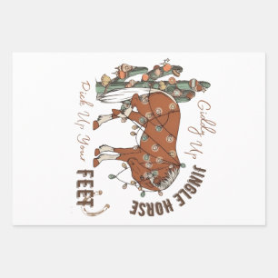 Hoja De Papel De Regalo Giddy Up Jingle Horses Recoge A Tus Navidades De P