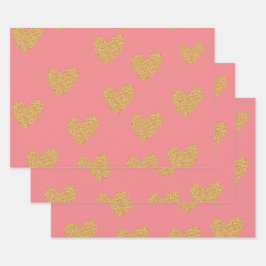Hoja De Papel De Regalo Gift Gold Heart