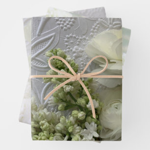 Hoja De Papel De Regalo Giftwrap boda floral blanco