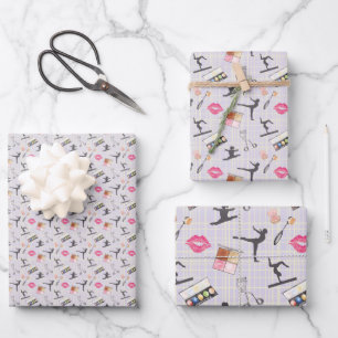 Hoja De Papel De Regalo Gimnasia chica - Maquillaje Girly