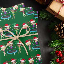 Hoja De Papel De Regalo Gimnasia Navidades Chicas de gimnasia educan verde
