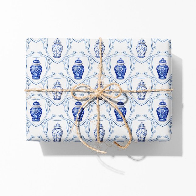 Hoja De Papel De Regalo Ginger Jar Blue y White Chinoiserie (ginger jar gift wrap paper)