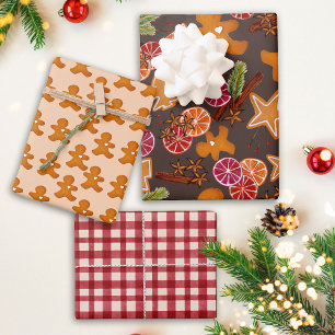 Hoja De Papel De Regalo Gingerbread Citrus Spice Gingham Rustic Navidades