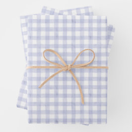 Hoja De Papel De Regalo Gingham Azul Acuarela