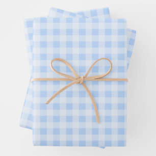 Hoja De Papel De Regalo Gingham Azul Pastel