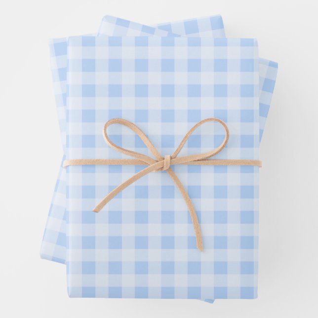 Hoja De Papel De Regalo Gingham Azul Pastel (In situ)