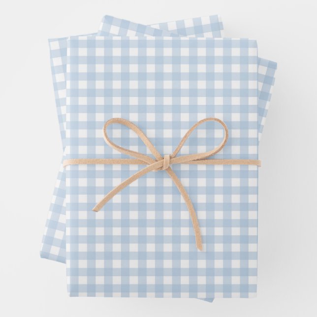Hoja De Papel De Regalo Gingham Azul y Blanco (In situ)