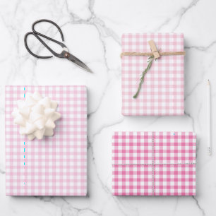 Hoja De Papel De Regalo Gingham Clásico 3 Rosa