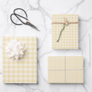 Hoja De Papel De Regalo Gingham Clásico de Primavera   Crema de Mantequill