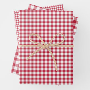 Hoja De Papel De Regalo Gingham Clásico Rojo Cereza