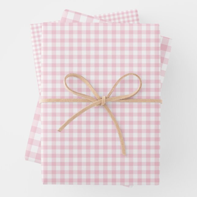 Hoja De Papel De Regalo Gingham Clásico Rosa (In situ)
