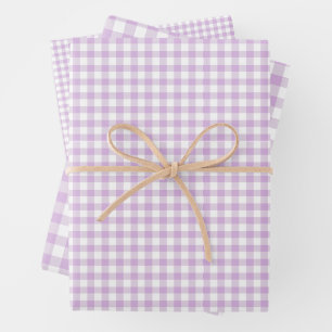 Hoja De Papel De Regalo Gingham Clásico Suave Lila