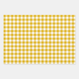 Hoja De Papel De Regalo Gingham Color Retro Amarillo Mostaza