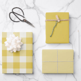 Hoja De Papel De Regalo Gingham dorado