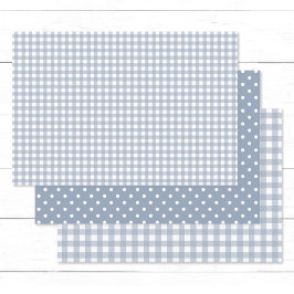 Hoja De Papel De Regalo Gingham Polka Dots Dusty Blue Mix and Match