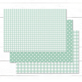 Hoja De Papel De Regalo Gingham Polka Dots Pastel Mint Green Mix y Match