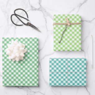 Hoja De Papel De Regalo Gingham Retro 3 Verde