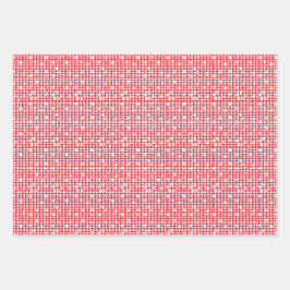 Hoja De Papel De Regalo Gingham Rojo con Pequeñas Margaritas Blancas
