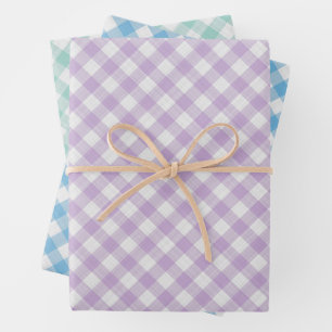 Hoja De Papel De Regalo Gingham Turquesa Verde Azul Rosa Aqua Claro