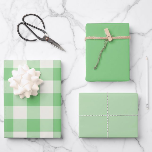 Hoja De Papel De Regalo Gingham verde (Anverso)