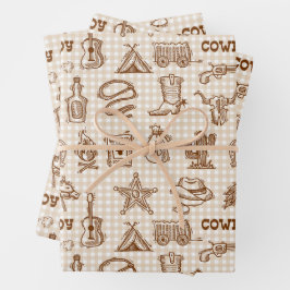 Hoja De Papel De Regalo Gingham Western Birthday Party