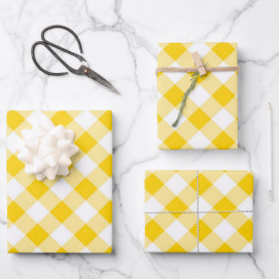 Hoja De Papel De Regalo Gingham Yellow Summer Cottagecore Rustic