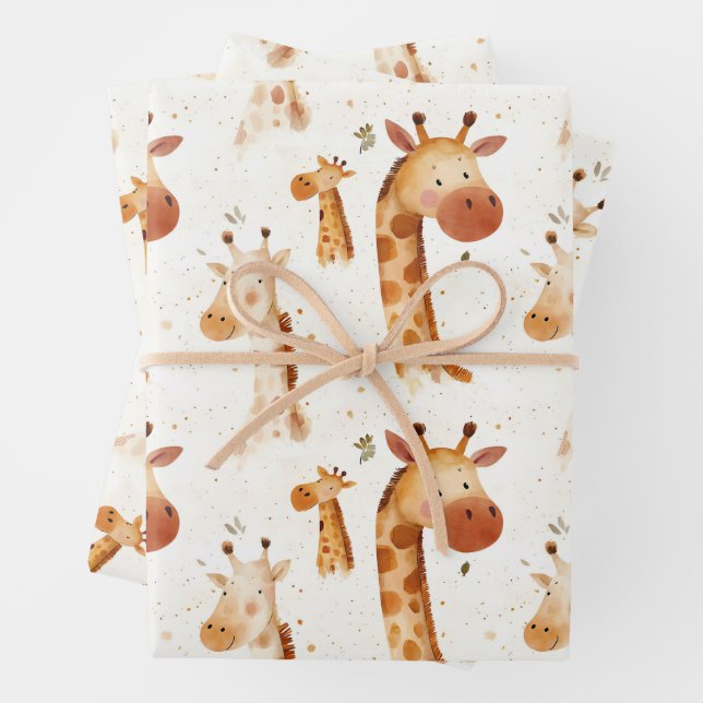 Hoja De Papel De Regalo Girafes para bebés (In situ)