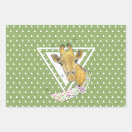 Hoja De Papel De Regalo Giraffe con la bufanda de los Navidades Cute diver
