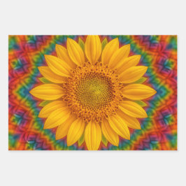 Hoja De Papel De Regalo Girasol Caleidoscopio 