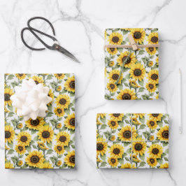 Hoja De Papel De Regalo Girasoles Amarillos Brillantes