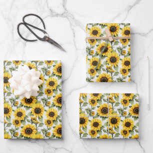 Hoja De Papel De Regalo Girasoles Amarillos Brillantes