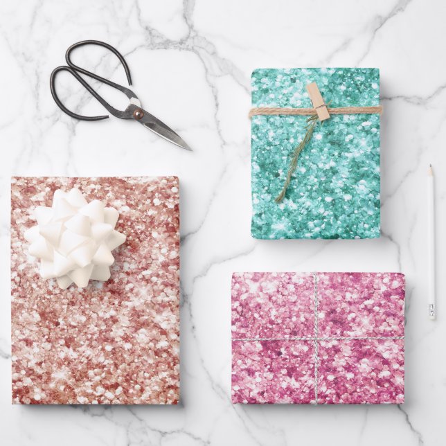 Hoja De Papel De Regalo Girly Confetti Purpurina (Anverso)