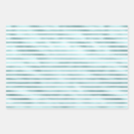 Hoja De Papel De Regalo Girly Glam Aqua Mint Stripes