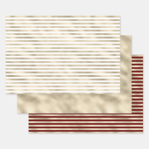 Hoja De Papel De Regalo Girly Glam Gold Glitz Stripes