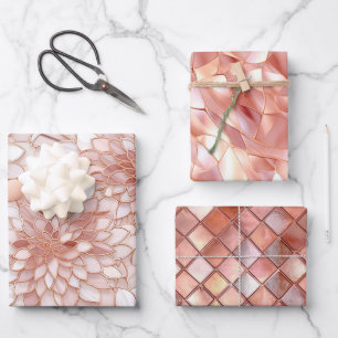 Hoja De Papel De Regalo Girly Glam Pink Rose Gold Floral