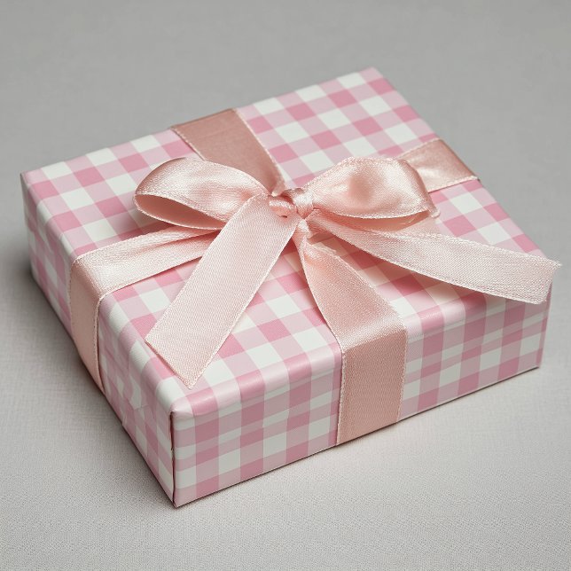 Hoja De Papel De Regalo Girly Pink Gingham (Girly Pink Gingham Wrapping Paper Sheets)