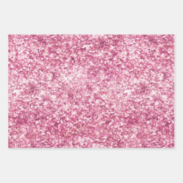 Hoja De Papel De Regalo Girly Pink Purpurina Confetti