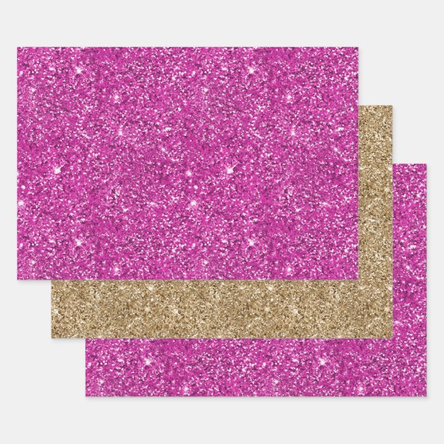 Hoja De Papel De Regalo Girly Pink Purpurina Sparkle (Set)