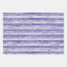 Hoja De Papel De Regalo Girly Purple Purpurina Glam Stripes