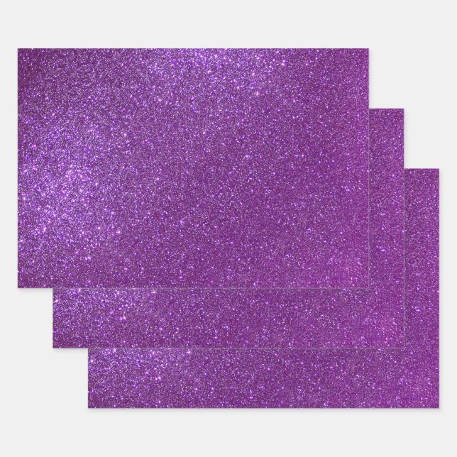 Hoja De Papel De Regalo Girly Sparkly Royal Purple Purpurina (Set)