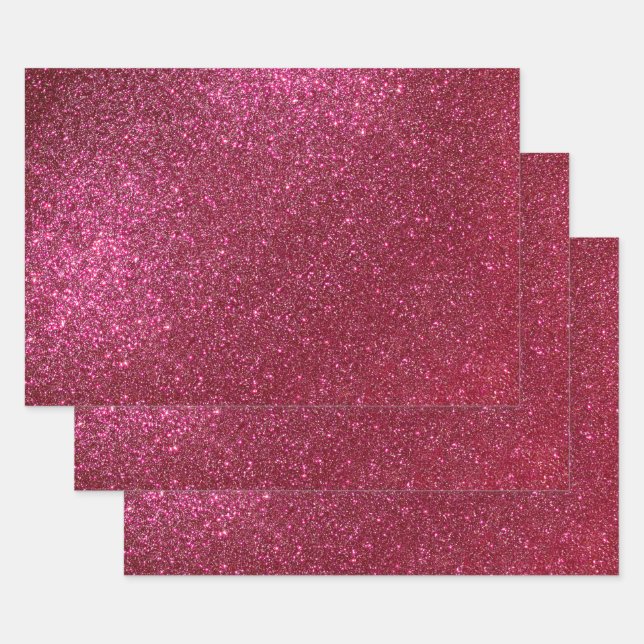 Hoja De Papel De Regalo Girly Sparkly Wine Burgundy Purpurina rojo (Set)