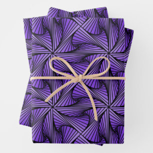 Hoja De Papel De Regalo Giro de espiral 3D geométrico gráfico morado