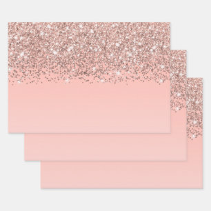 Hoja De Papel De Regalo Giro Rosa Oro Confetti Gradiente Rosa Ombre