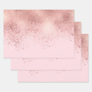Hoja De Papel De Regalo Girona Rubor Rosa Rosa Oro Rociado Confetti Ombre