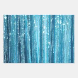 Hoja De Papel De Regalo Glam Aqua Sparkle Stripes